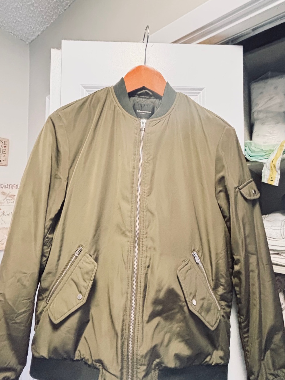 Zara Olive Green Bomber Jacket
